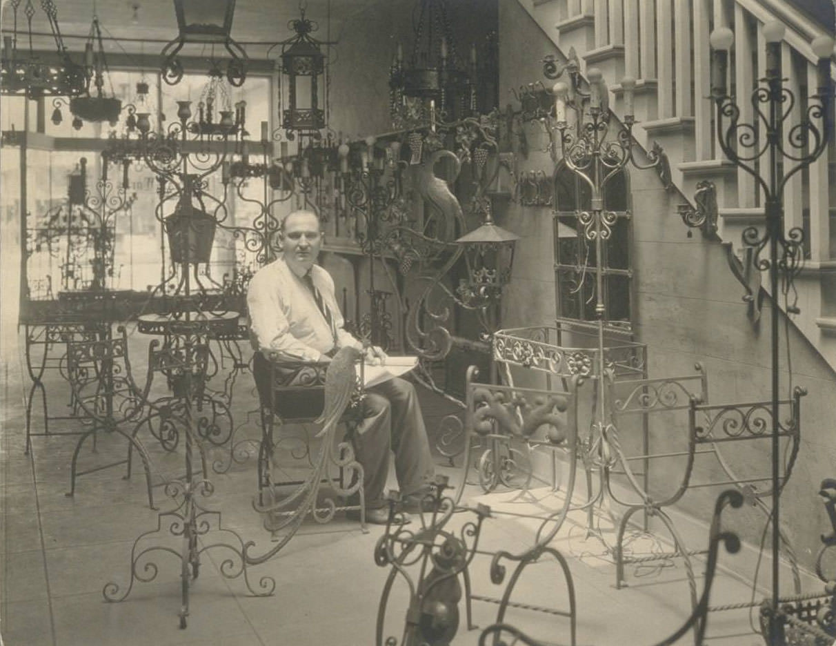 Interior of store. Liberty Ornamental Iron & Wire Works Inc, 1920s.