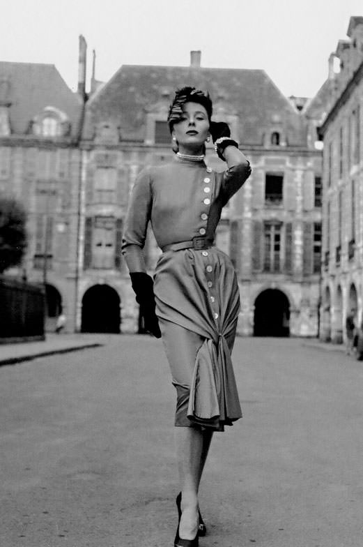 Bettina is wearing Jacques Fath, photographed by Willy Maywald 1950