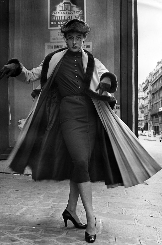 Bettina Graziani wearing a Jacques Fath ‘bell-line’ design