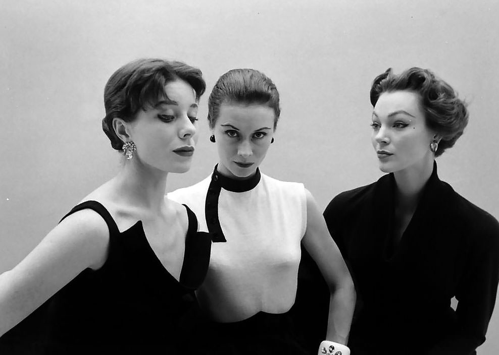 Bettina Graziani iwth Gigi and Ivy Nicholson all wearing Givenchy, 1952
