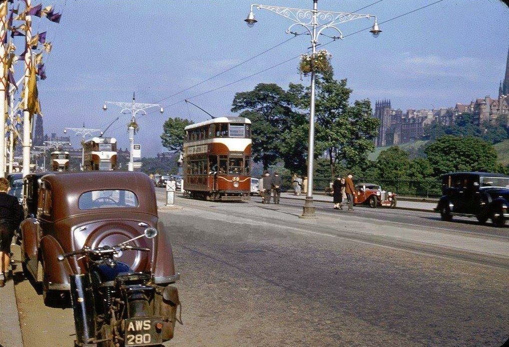 Princes Street with coronation decorations in 1953