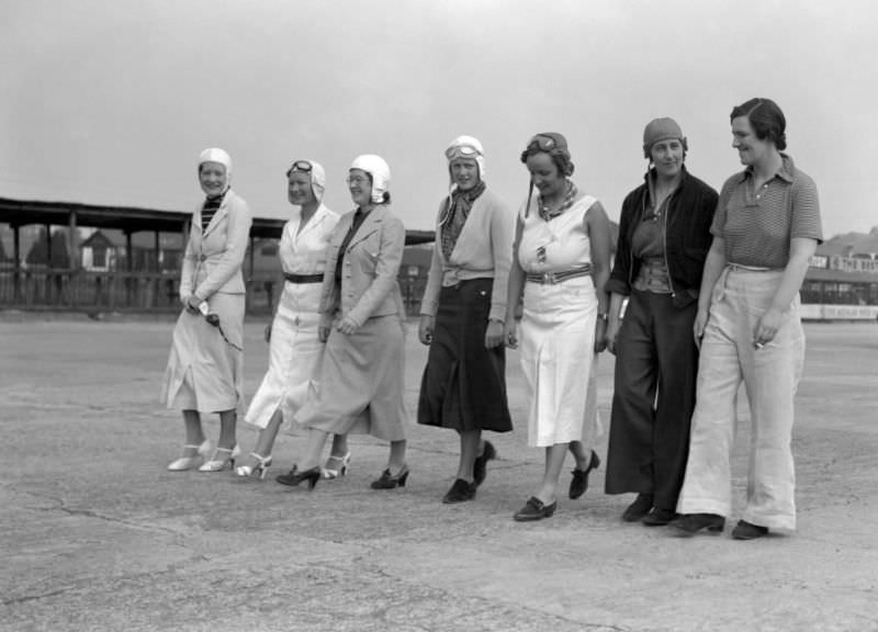 Women drivers at Brooklands, 1937