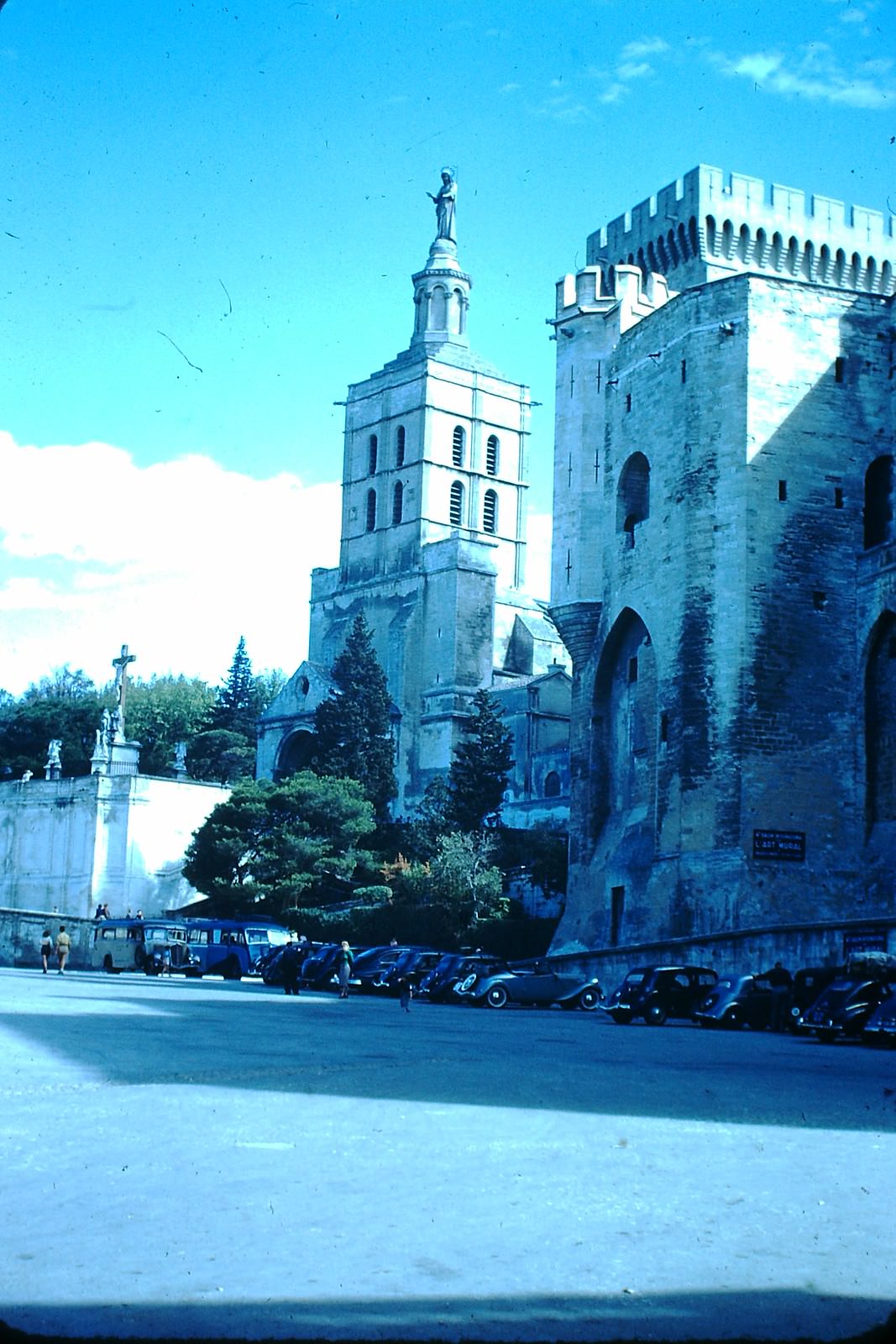 Cathedral and Tower of Popes Palace Avignon, France, 1953