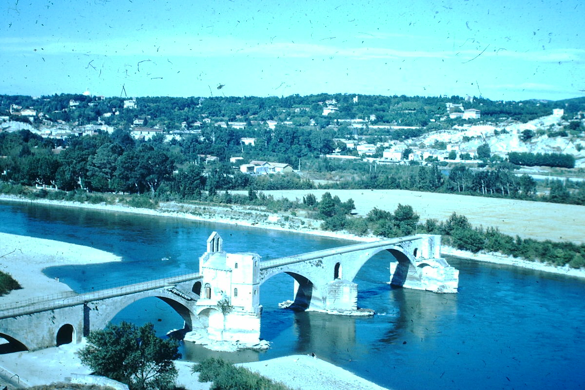 Pont d'Avignon from Les Rochers- Avignon, France, 1953