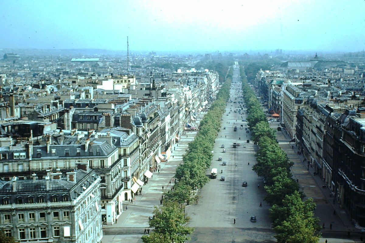 Champs Elysees- From Arch of Triumph- Paris, France, 1953