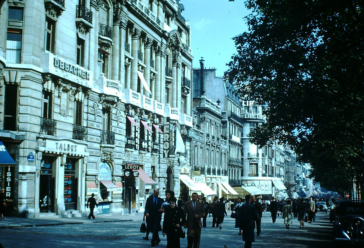 Champs Elysees Sidewalk- Paris, France, 1953