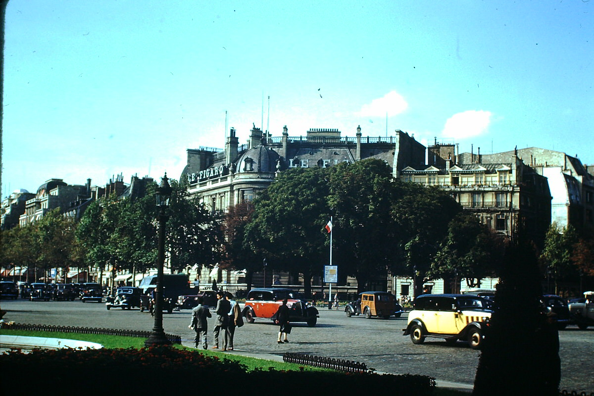 Corner Champs Elysees and FD Roosevelt Ave- Paris, France, 1953