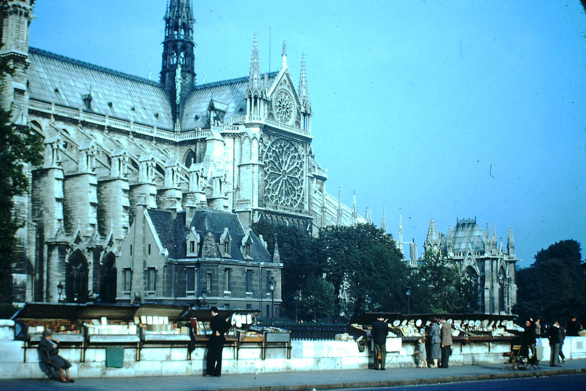 Notre Dame and the Book Stalls- Paris, France, 1953