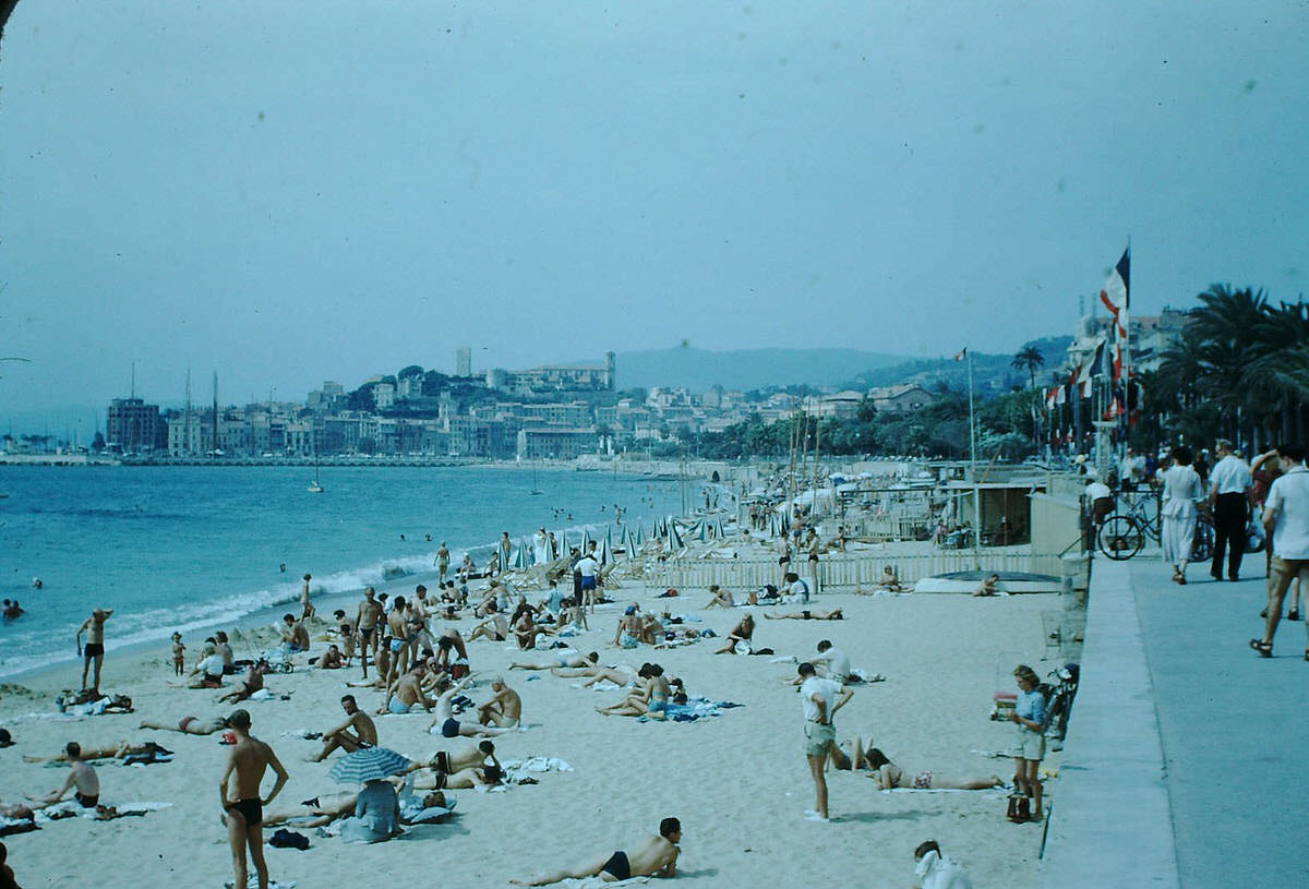 Beach at Cannes, France, 1953