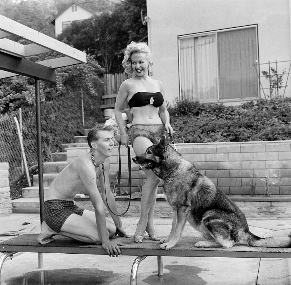 Greta Thyssen with a dog, 1956.