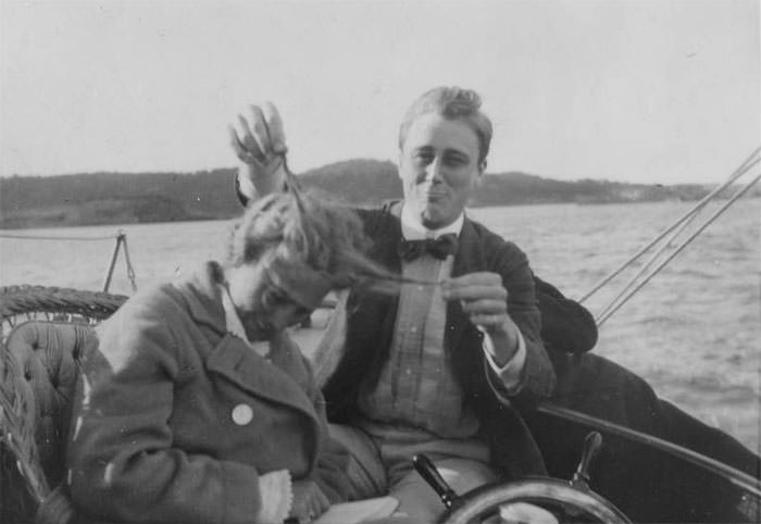 The future 32nd president of the united states, franklin d. roosevelt, with his cousin, 1910