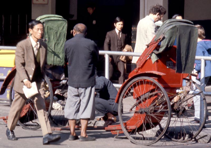Hong Kong street scenes with rickshaws