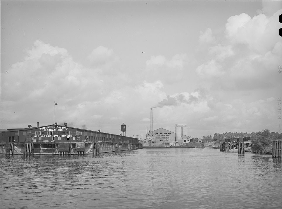 Pier and cement plant. Port of Houston, Texas