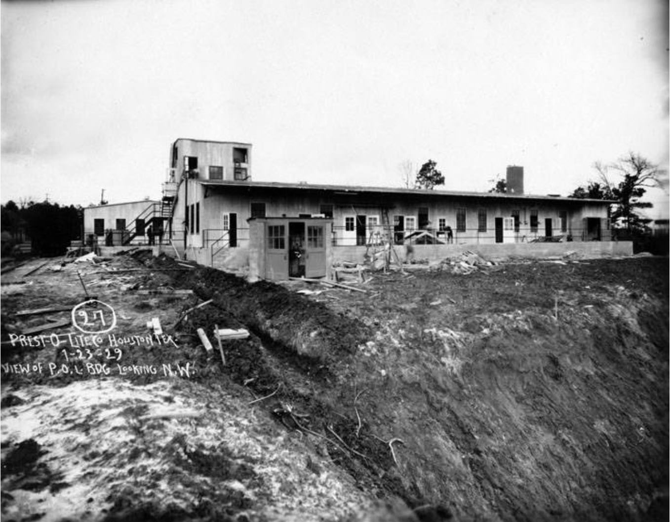 View of Prest-O-Lite Company. building, looking northwest, 1930s.