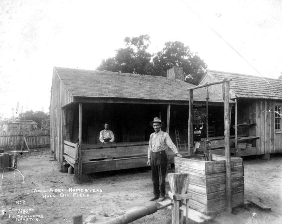 Two men at Amil Abel Homestead, Hull Oil Field, 1930s.