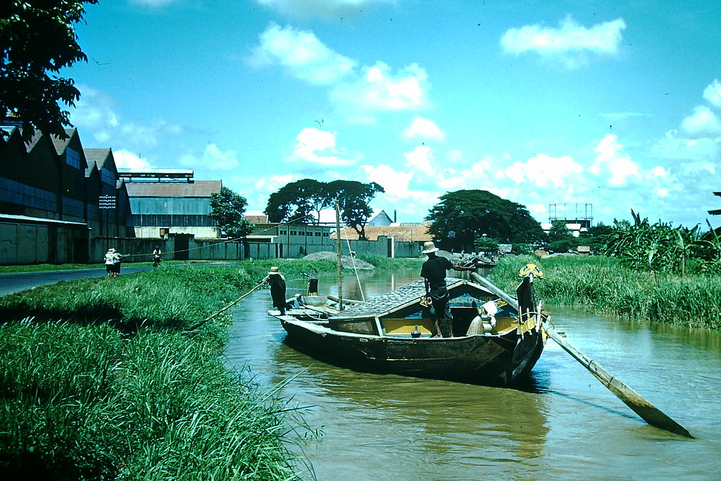 Canal Boat in Surabaya, Indonesia, 1952