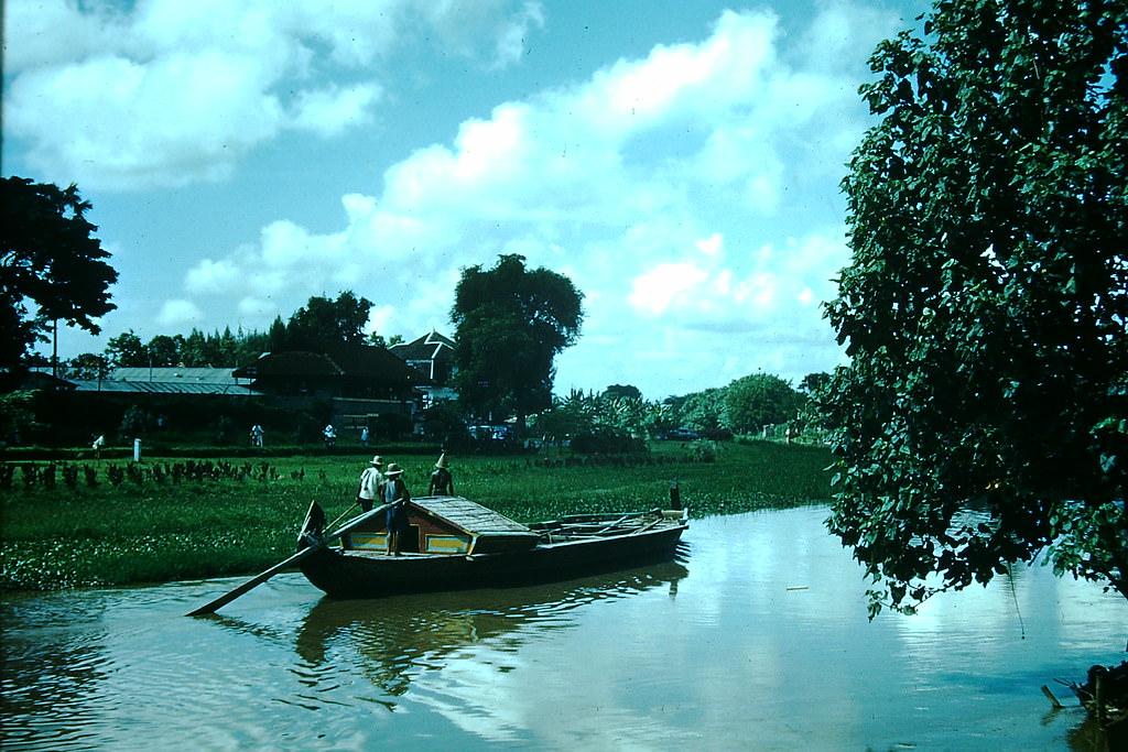 Canal Boat in Surabaya, Indonesia, 1952