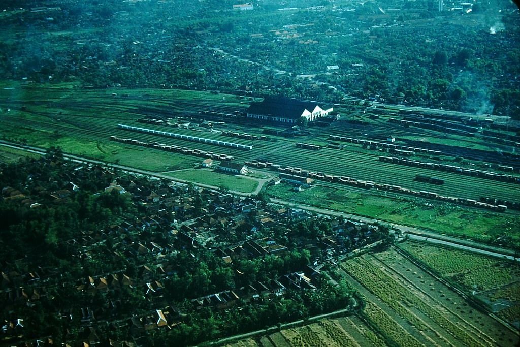 Rail Yards from Air, Surabaya, Indonesia, 1952