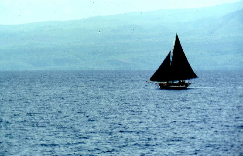 Makasar sailboat near Sumbawa, 1970s