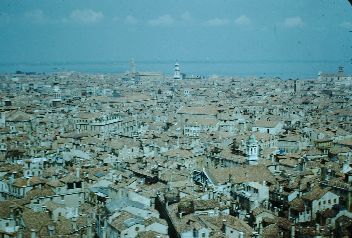 Venice from Tower in St Mark's Square- Venice, Italy, 1954.