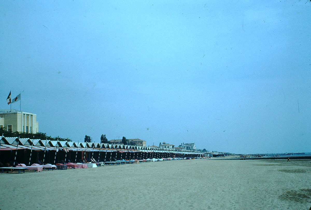 Cabanas & Municipal Casino-Lido- Venice, Italy, 1954.