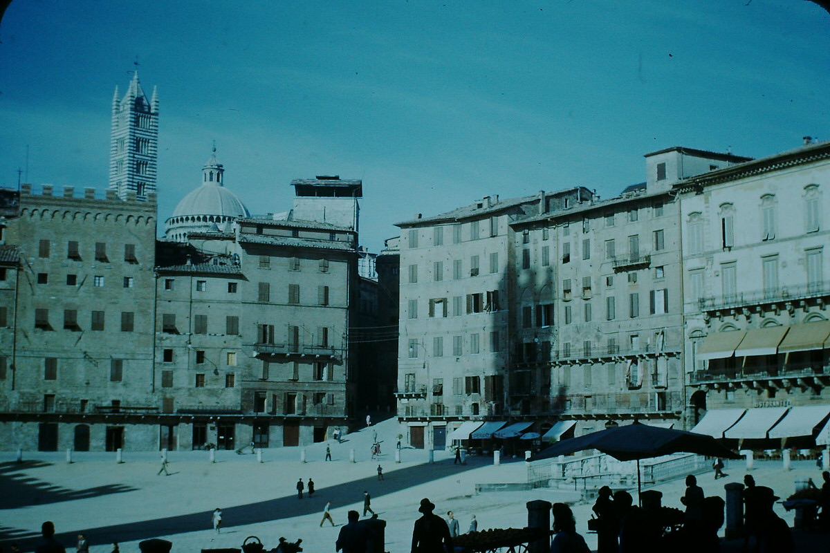 Central SqScene of Horse Race each yr-Siena, Italy, 1954.