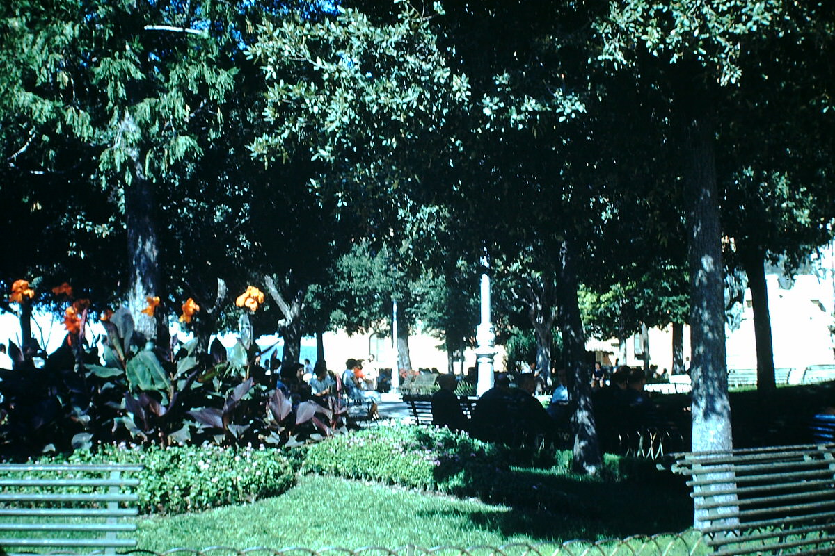 Park facing Hotel Brufani- Perugia, Italy, 1954.