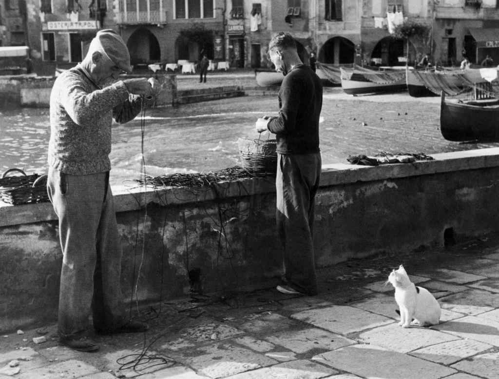 Fishermen at portofino, 1960s.