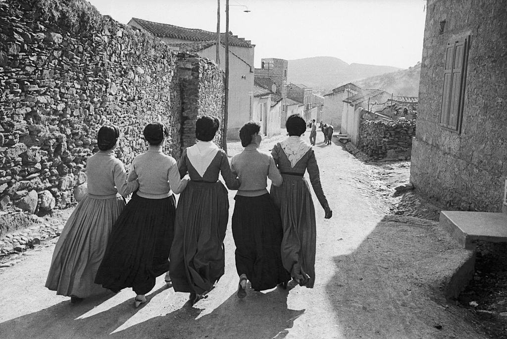 Five Women Walking and Holding Hands, 1960s.