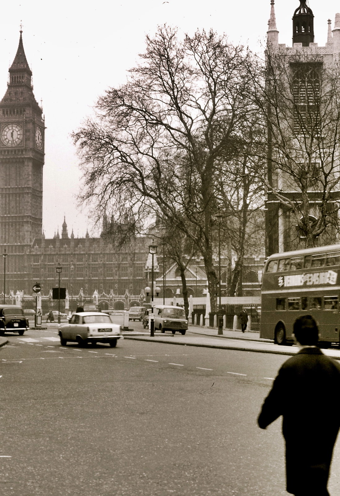 Big Ben and Houses of Parliament, London, February 1971