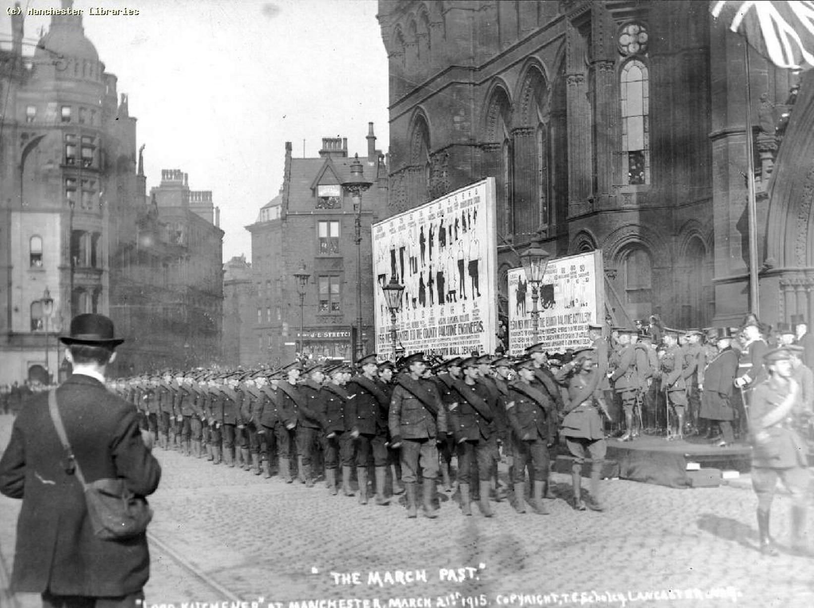 Lord Kitchener visit to Manchester for March Past, Town Hall, Albert Square, Manchester