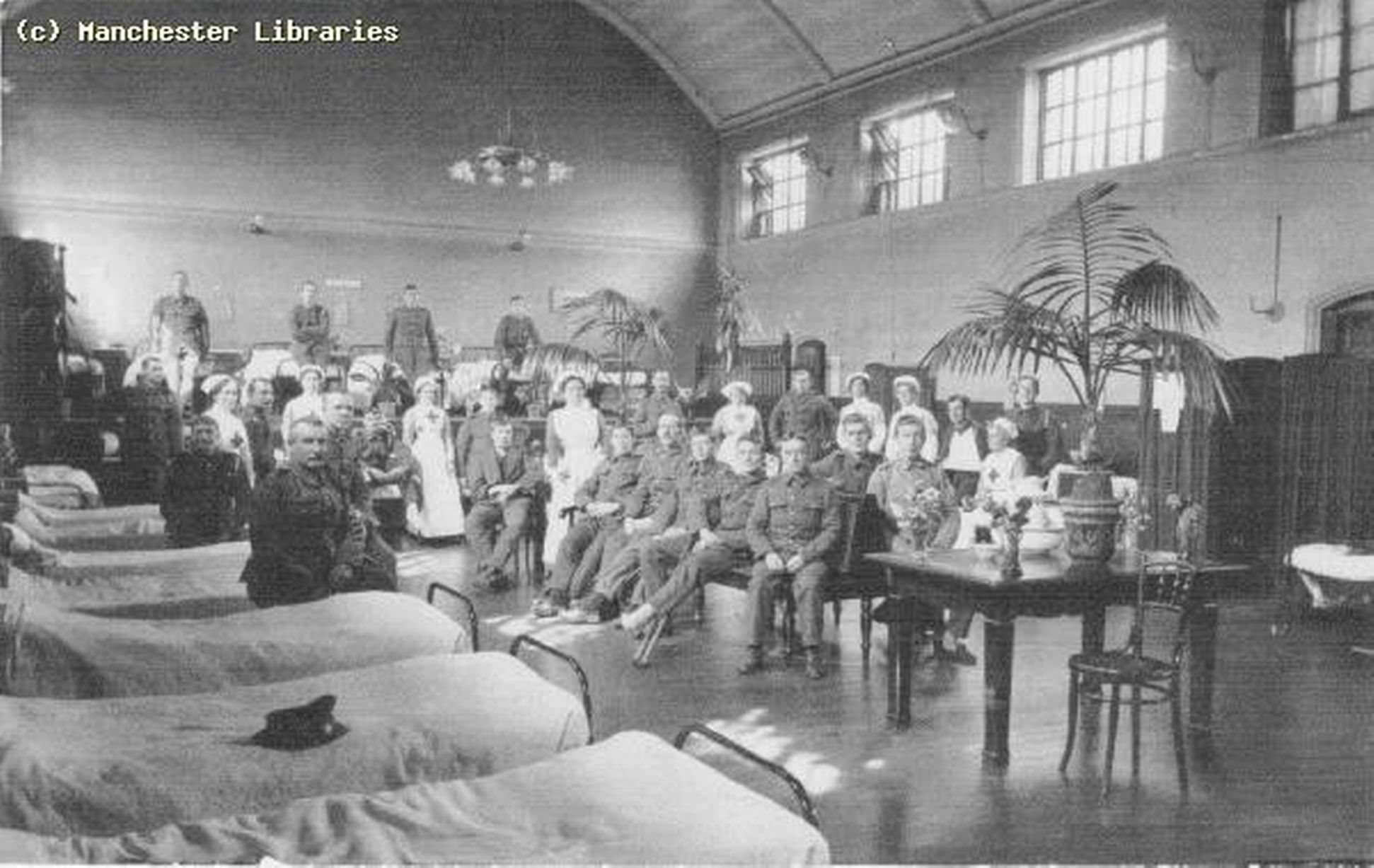 Soldiers and Nurses at Blackley Institute Military Hospital
