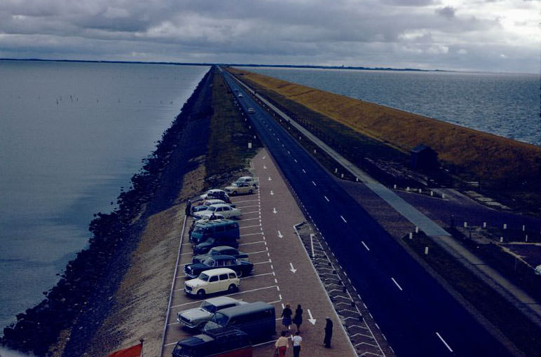 Dike on the former Zuiderzee, Netherlands, 1961