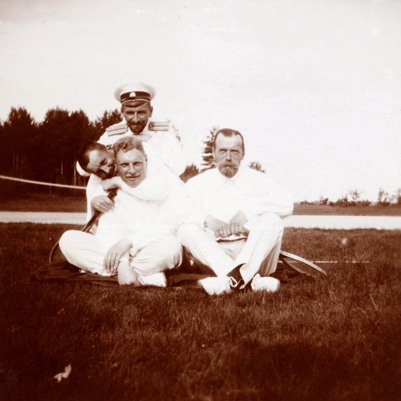 Tsar Nicolas II with his tennis partner, c.1912-1913.