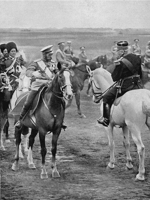 Tsar Nicolas II and French General Joffre, 1913.