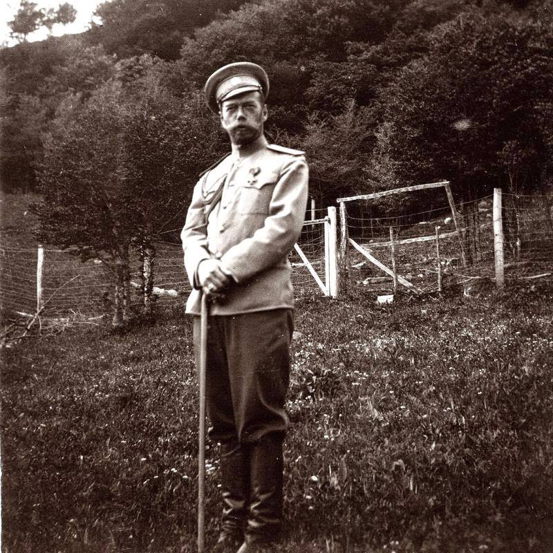 Nicholas II playing the shepherd, 1914. On vacation in the mountains just before the outbreak of the First World War.