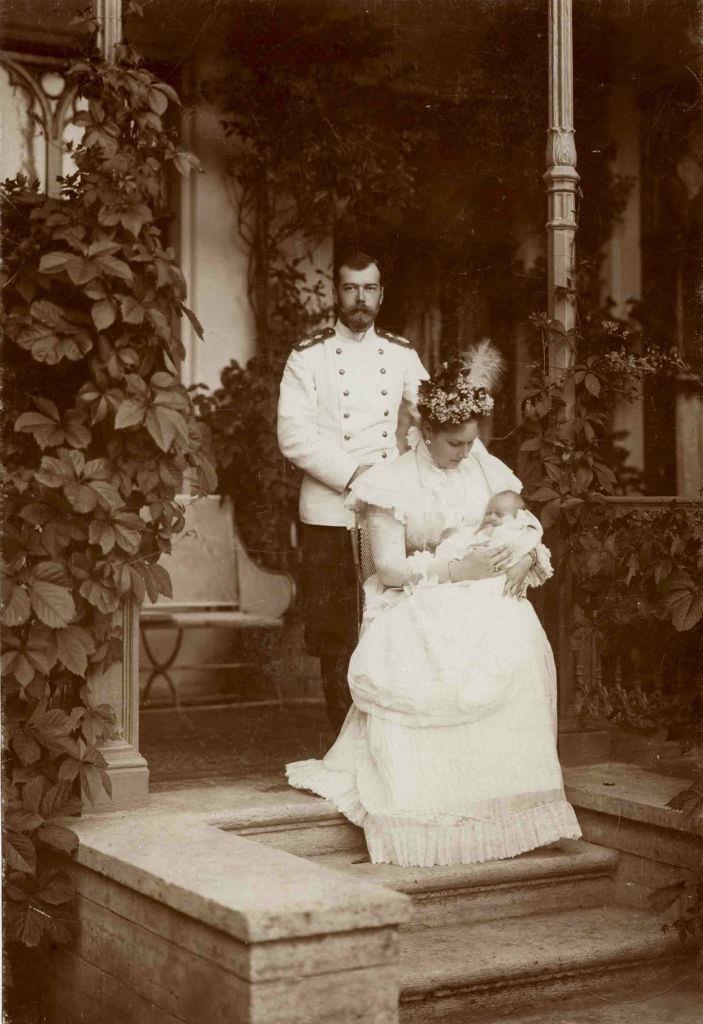 Tsar Nicholas Ii And Empress Alexandra Fyodorovna with their Second Daughter, 1897.