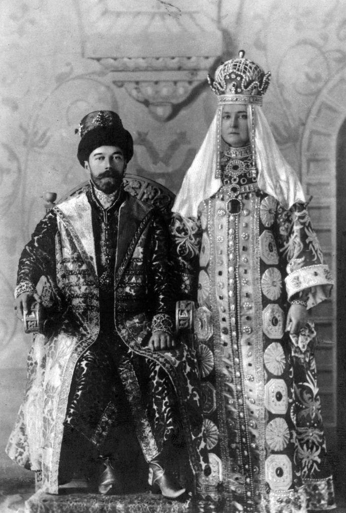 Tsar Nicholas II and empress Alexandra in coronation robes, Russia 1894.