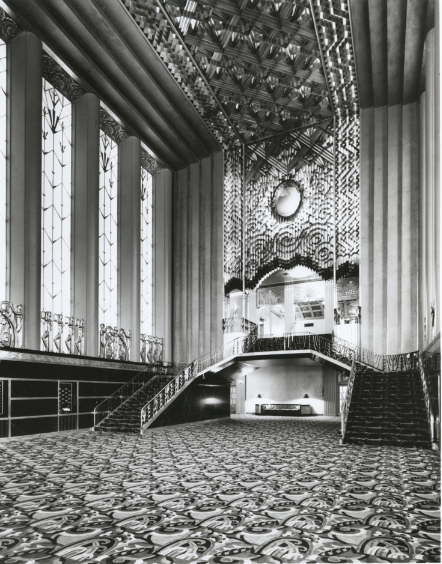 Lobby of Paramount Theatre on Broadway in Oakland, 1940s