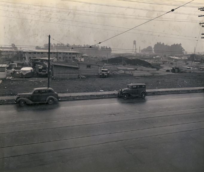 Lockwood Gardens public housng development under construction, looking south east, 1940s