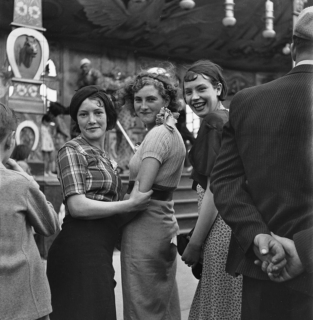 Women in a fun fair, 1935.
