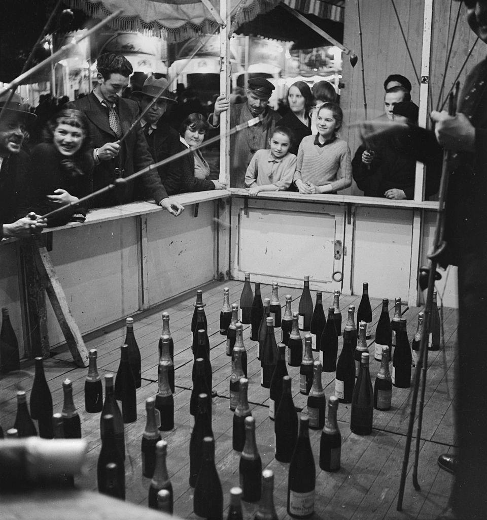 Fish with the bottles in a fun fair, 1935.