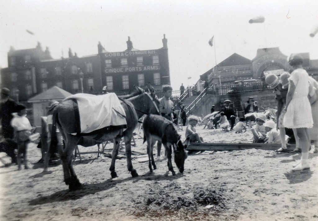 Historical Photos of People Enjoying Donkey Rides on the Beach from the Early 20th Century