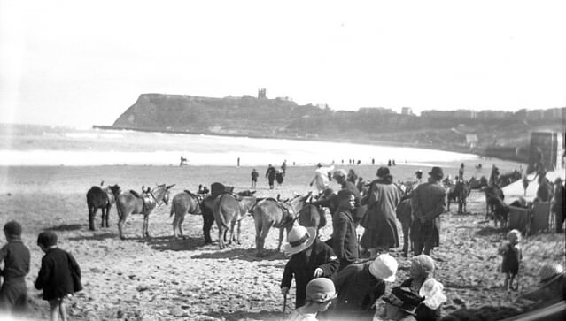 Historical Photos of People Enjoying Donkey Rides on the Beach from the Early 20th Century