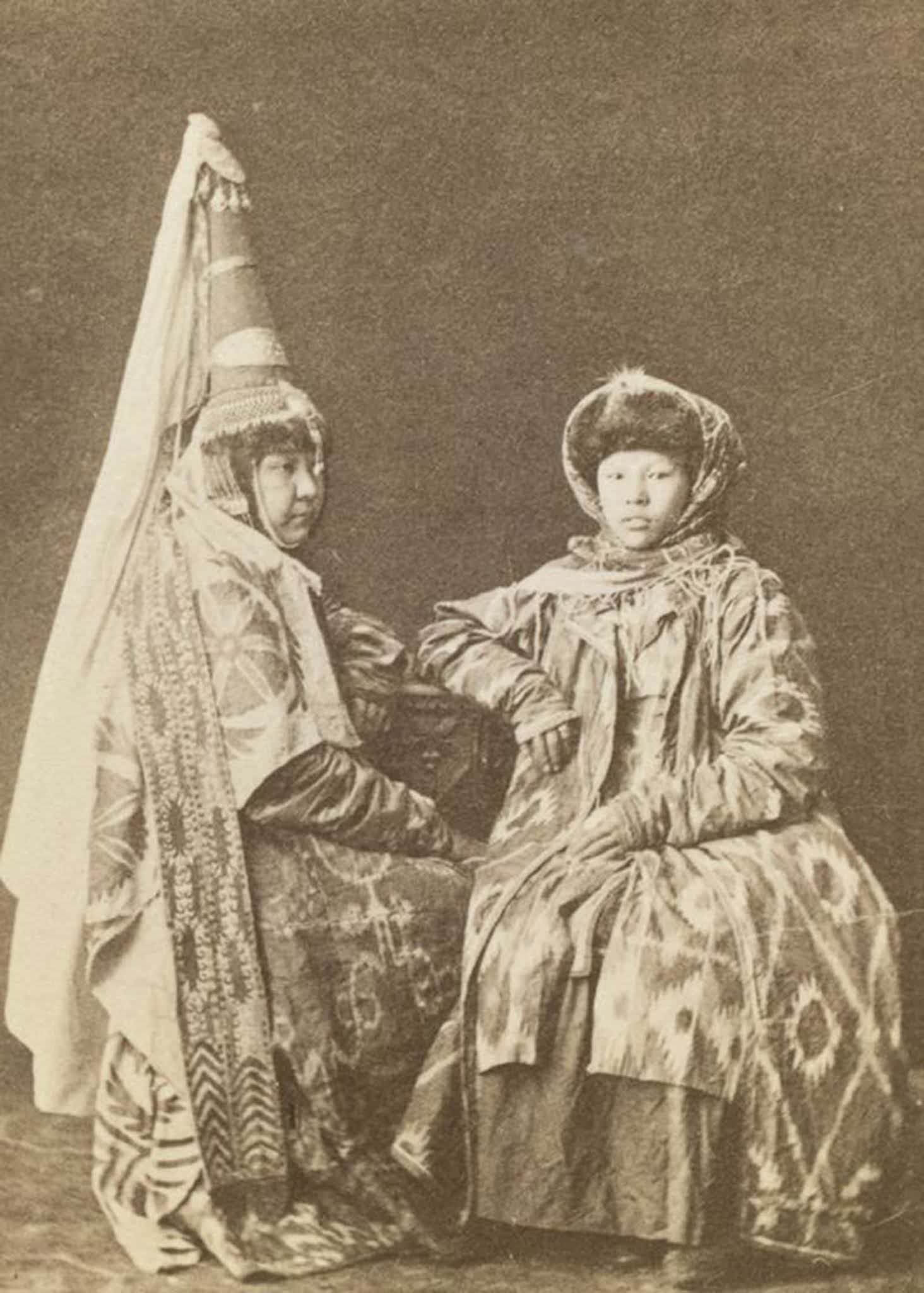 Two Kazakh women, including a bride (left).