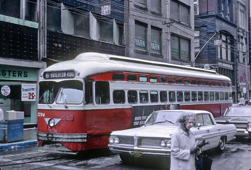 A #6 Brighton Road on Penn Ave. at 6th St. in downtown Pittsburgh, PA on September 1, 1965