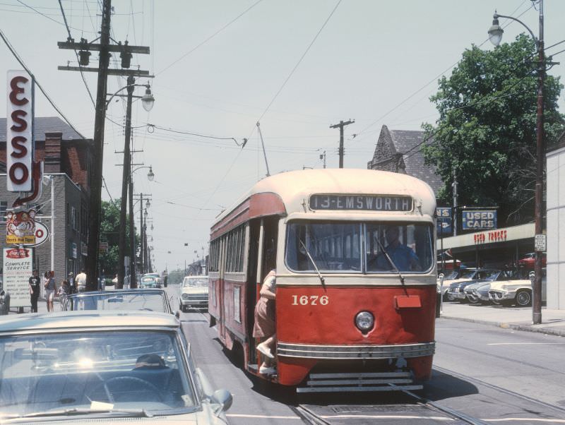 A #13 Emsworth car on Lincoln Ave. near Fremont Ave. in Bellvue, PA on June 26, 1965