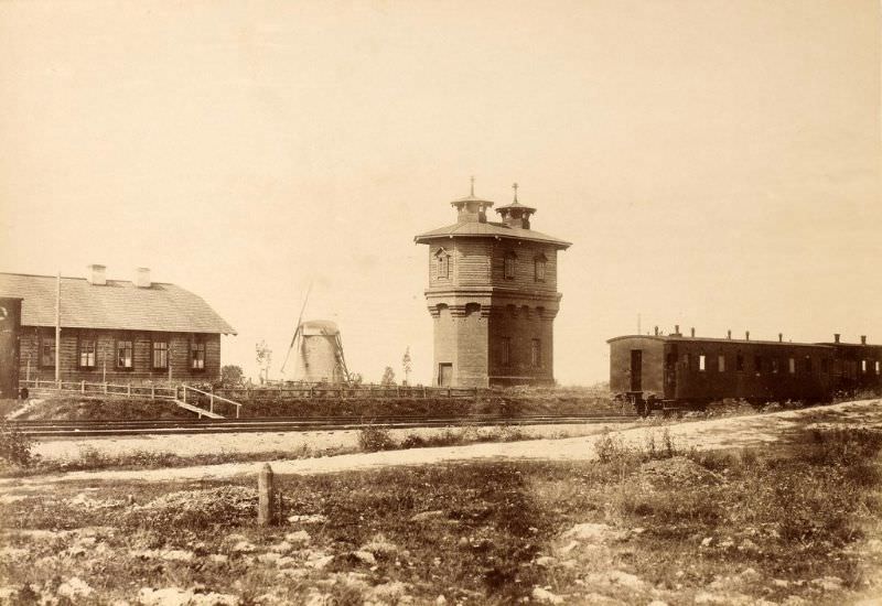 Water tower at the Cēsis train station, August 4, 1889