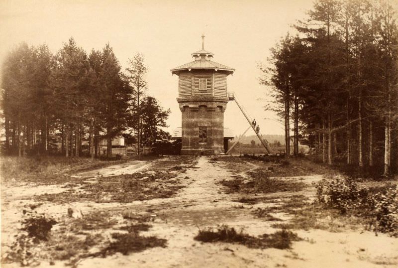 Water tower at the Elva train station, June 15, 1889