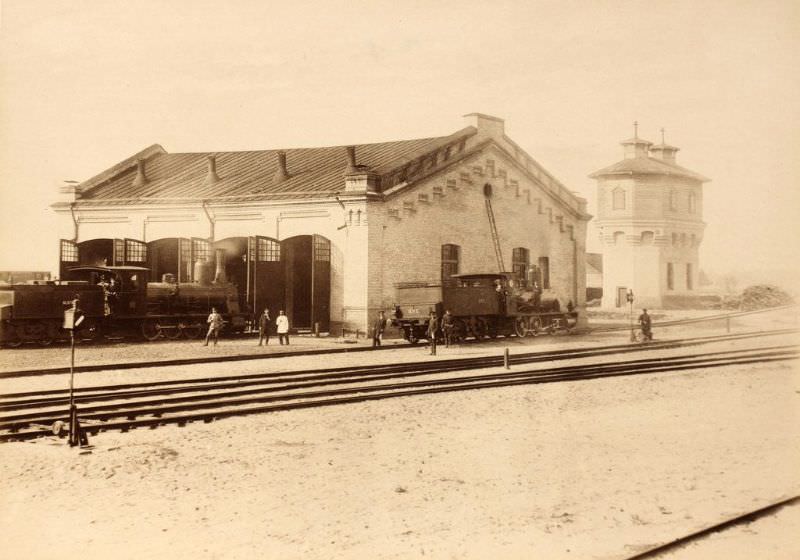 Locomotive depot at the Čiekurkalns (Marshalling Yard) train station in Riga, June 12, 1890
